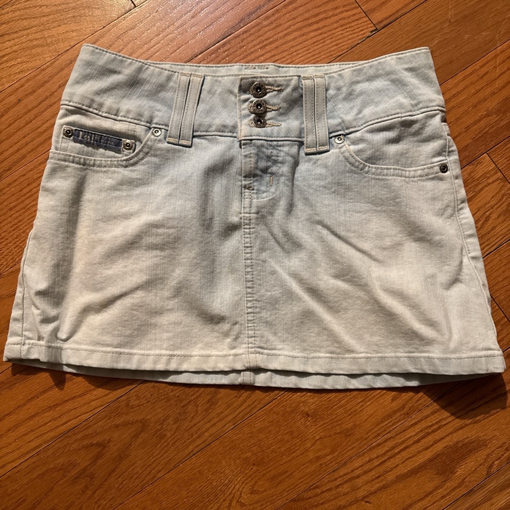 LEI Light Wash Denim Mini Skirt